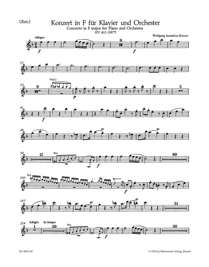 Mozart: Konzert für Klavier und Orchester Nr. 11 F-Dur KV 413 (387a)