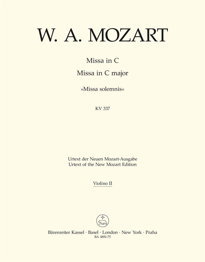 Mozart: Missa C major K 337 Missa Solemnis (Viool 2)