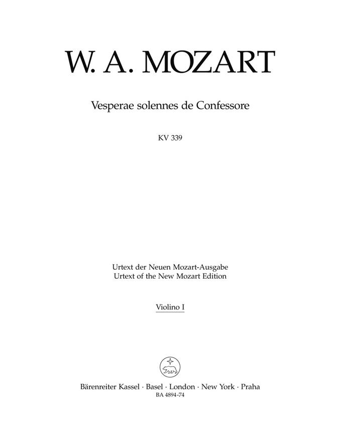 Mozart: Vesperae solennes de Confessore K. 339