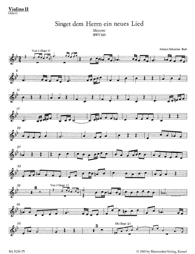 Bach: Singet dem Herrn ein neues Lied B-flat major BWV 225 (Viool 2)