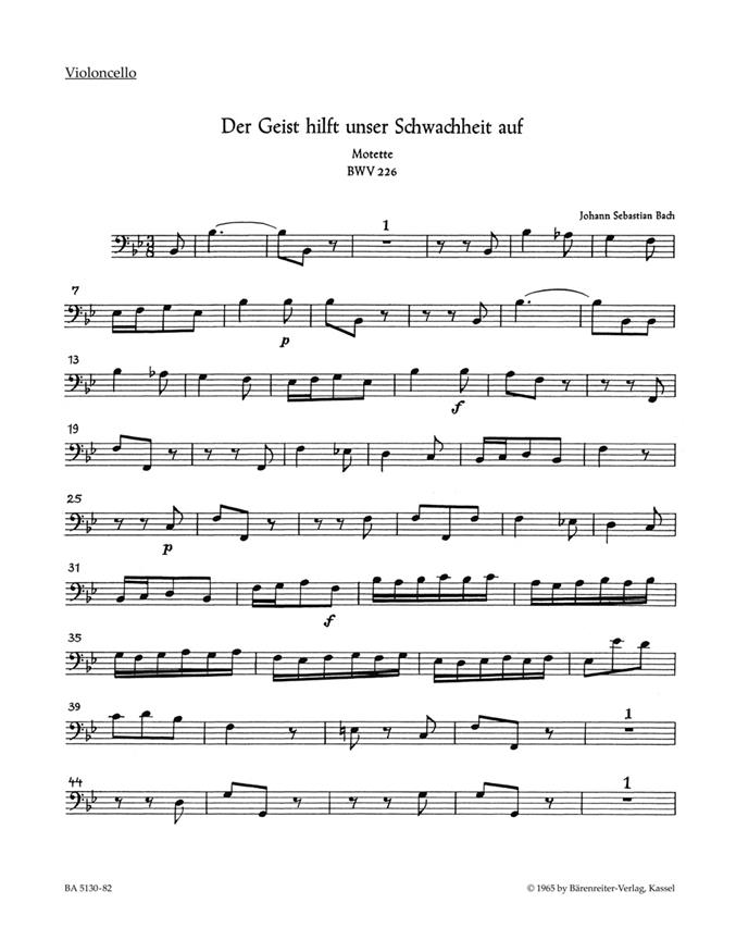 Bach: Der Geist hilft unser Schwachheit auf BWV 226 (Cello)