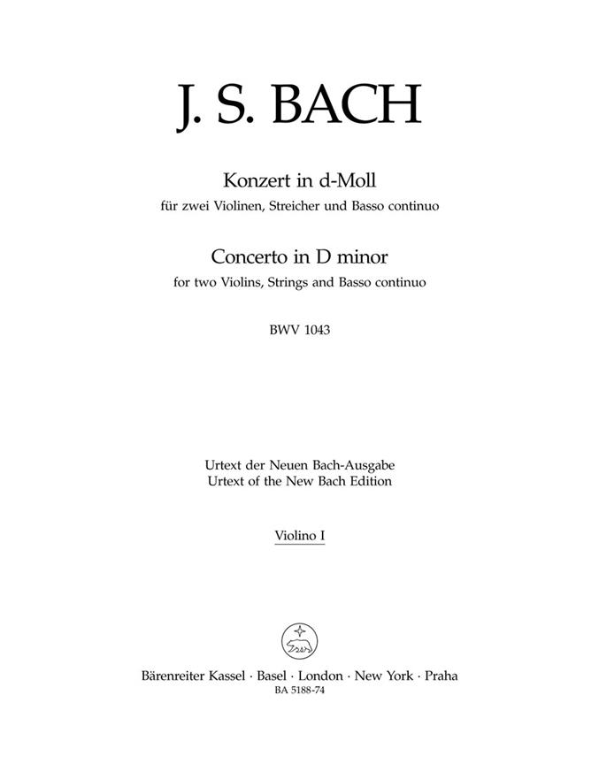 Bach: Double Concerto for two Violins, Strings and Basso continuo D minor BWV 1043