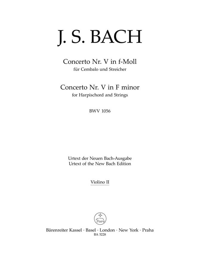 Bach: Concerto fuer Harpsichord and Strings no. 5 F minor BWV 1056