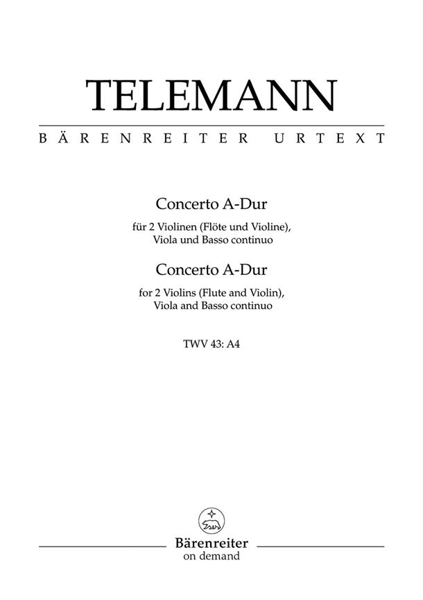 Telemann: Concerto for Two Violins, Viola and Basso Continuo A major TWV 43:A4