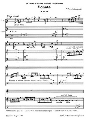 Stockmeier: Sonate fuer Trompete und Orgel (1978)