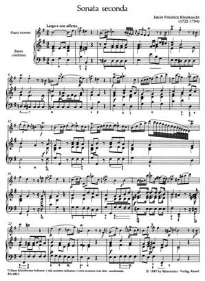 Kleinknecht: Zwei Sonaten Fur Flöte und Basso continuo