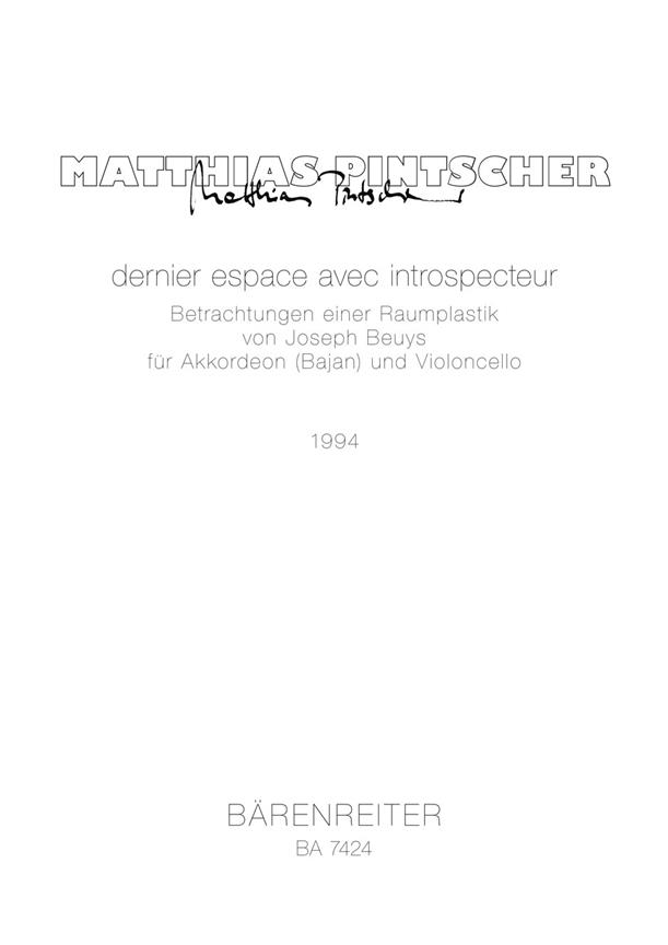 Pintscher: Dernier espace avec introspecteur - Betrachtung einer Raumplastik von Joseph Beuys (1994