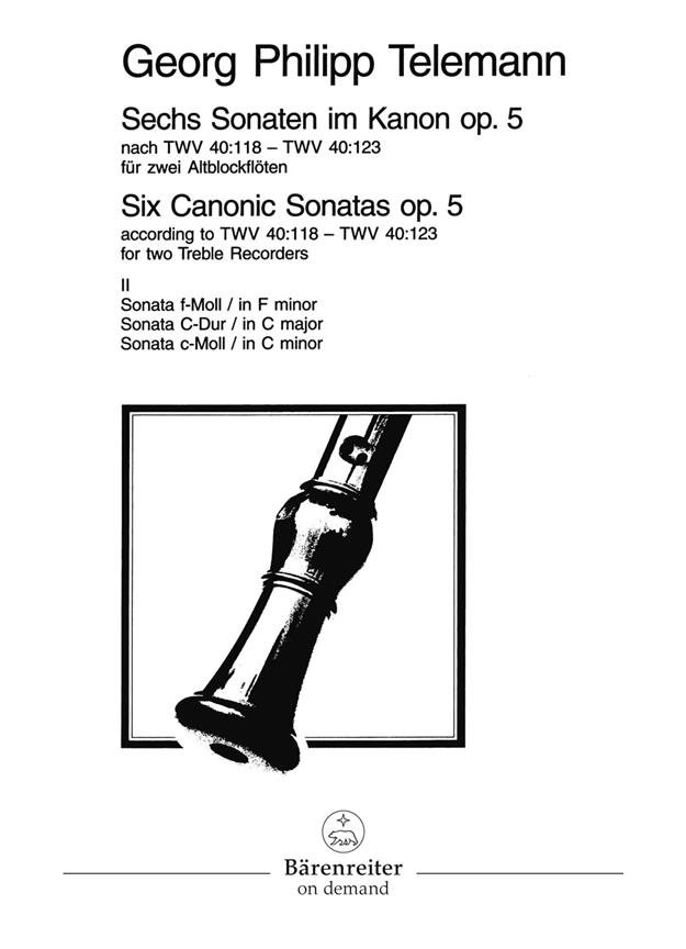 Telemann: 6 Sonaten im Kanon nach TWV 40:118-123. Heft 2