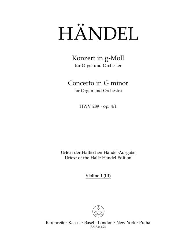 Handel: Concerto for Organ and Orchestra in G Minor op. 4/1 HWV 289