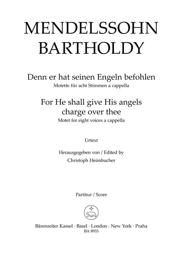 Mendelssohn: Denn er hat seinen Engeln befohlen für acht Stimmen a cappela