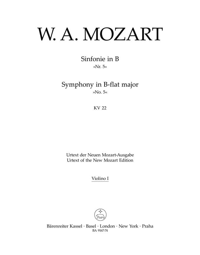 Mozart: Symphony no. 5 B-flat major K. 22 (Viool)