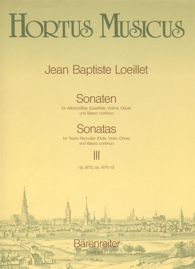 Loeillet: Neun Sonaten For Altblockflöte und Basso continuo. Heft 3