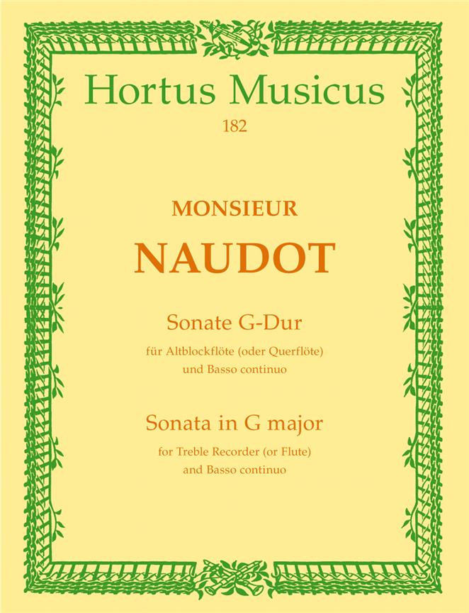 Naudot: Sonate For Altblockflöte (oder Sackpfeife) und Basso continuo
