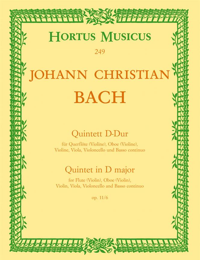 Bach: Quintet in D major for Flute (Viool), Oboe (Viool), Violin, Viola, Violoncello and Basso continuo