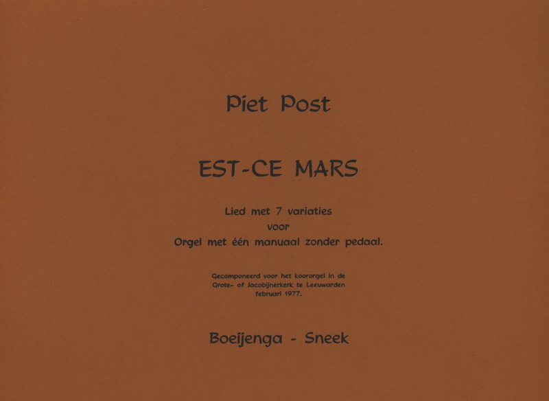 Piet Post: Est Ce Mars