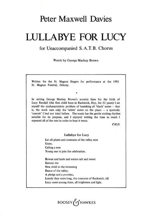 Peter Maxwell Davies, Sir: Lullabye for Lucy