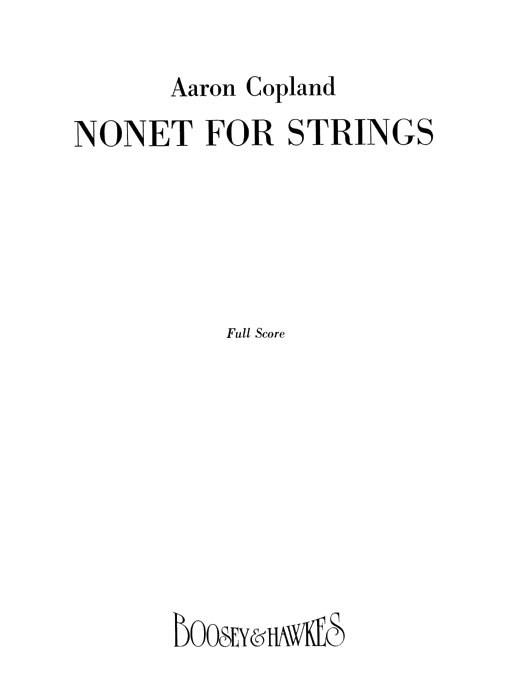 Aaron Copland: Nonet For Strings (Partituur)