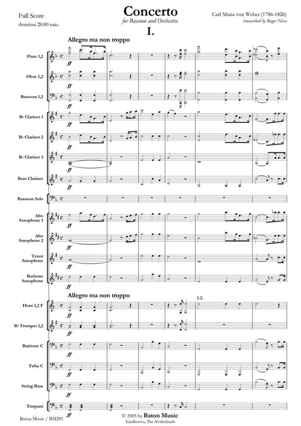 Weber: Concerto for Bassoon and Orchestra