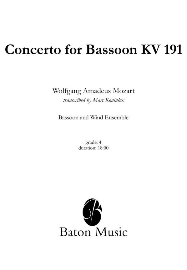 Wolfgang Amadeus Mozart:  Concerto for Bassoon – KV 191