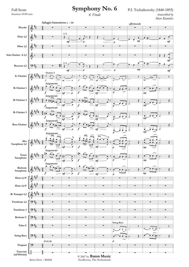 Tschaikowsky: Symphony nr. 6 B minor ‘Pathétique’ – 4. Finale. Adagio lamentoso