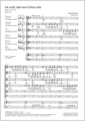 Schütz: Ich weiß, daß mein Erlöser lebet (Full Score)