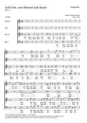Bach: Ach Gott, vom Himmel sieh darein BWV 2 (Koorpartituur)