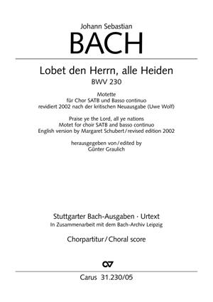 Bach: Motette BWV 230 Lobet den Herrn, alle Heiden Koorpartituur)