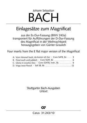 Bach: Einlagesätze zum Magnifica (Partituur)