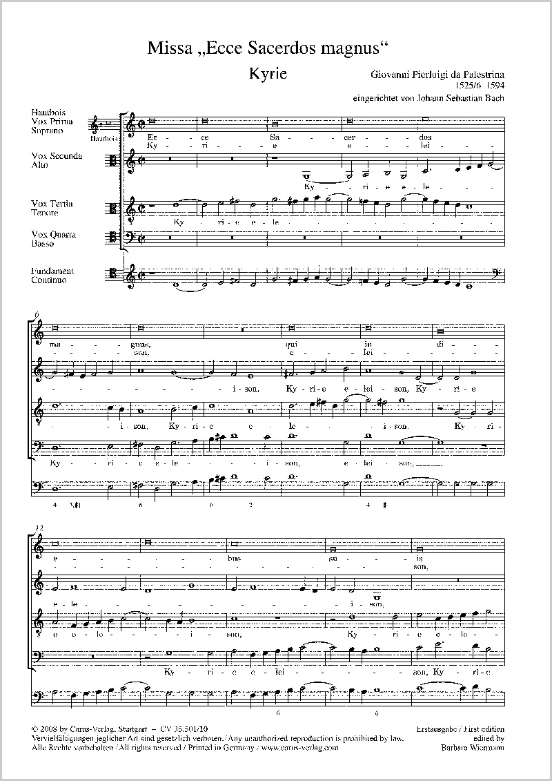 Palestrina: Missa „Ecce Sacerdos magnus“