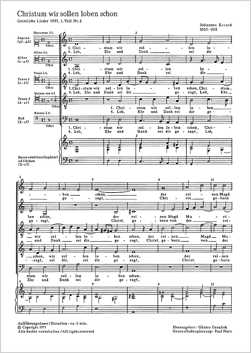 Eccard: Christum wir sollen loben