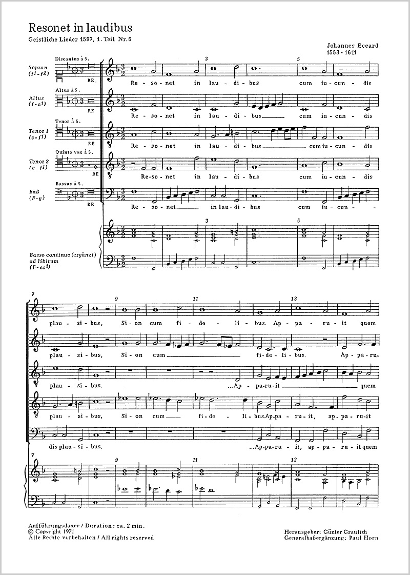 Eccard: Resonet in laudibus