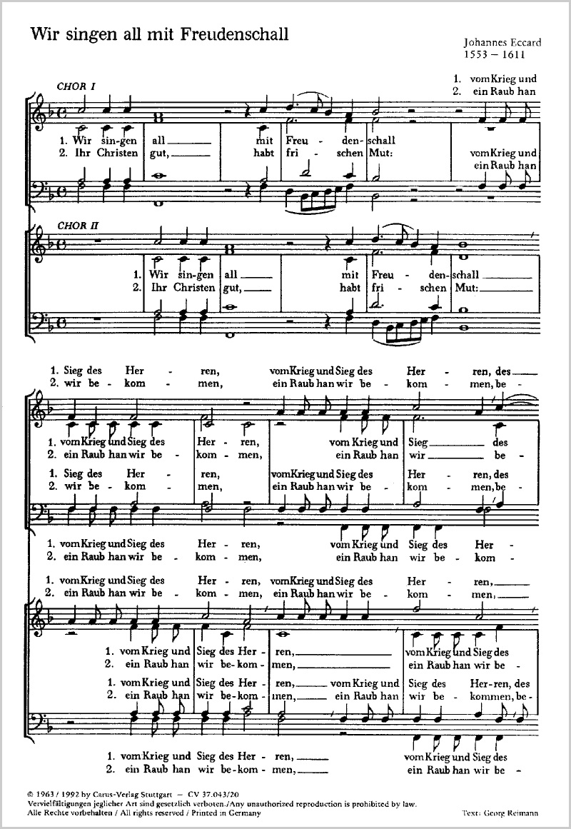 Eccard: Wir singen all mit Freudenschall