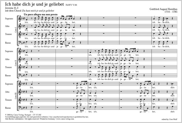 Homilius: Ich habe dich je und je geliebet [2] (HoWV V.64)