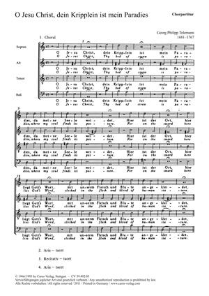 Telemann: O Jesu Christ, dein Kripplein ist (TVWV 1:1200) (SATB)