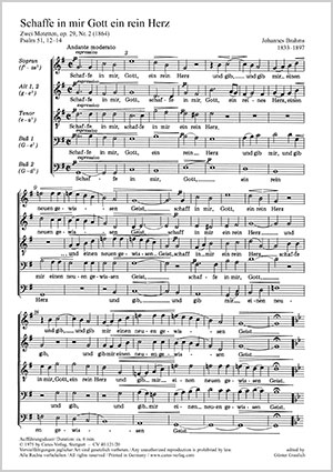 Brahms: Schaffe in mir, Gott ein reines Herz op. 29, 2