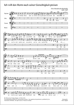 Mendelssohn: Ich will den Herrn nach seiner Gerechtigkeit preisen MWV B 3