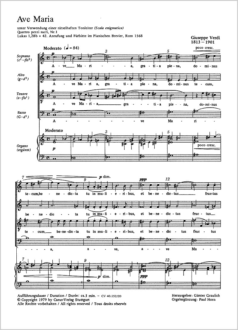 Verdi: Ave Maria (SATB)