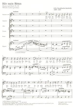 Felix Mendelssohn Bartholdy: Hör mein Bitten (SATB, Orgel)