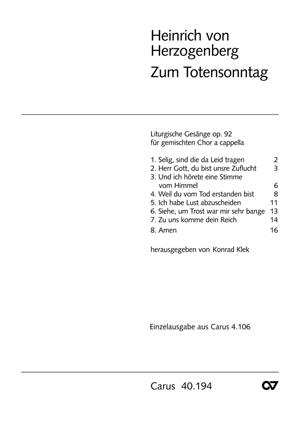 Herzogenberg: Liturgische Gesänge (Totensonntag) (Partituur)