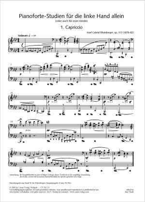 Josef Gabriel Rheinberger: Pianoforte-Studien für die linke Hand allein (Partituur)