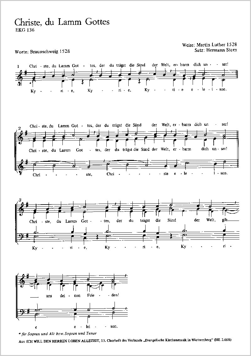 Stern: Gelobt sei Gott im höchsten Thron - Christe, du Lamm Gottes