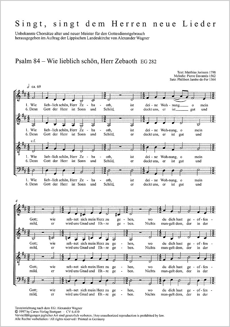 Psalm 84: Wie lieblich schön, Herr Zebaoth (Partituur)