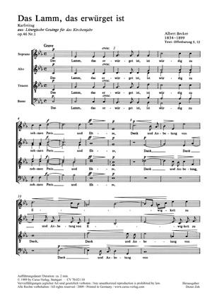 Albert Becker: Das Lamm, das erwürget ist- Kyrie (SATB)