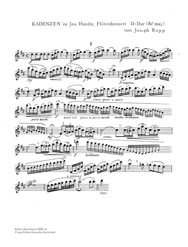 Kadenzen Zu Haydns Flötenkonzert D-Dur