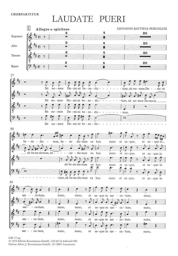 Pergolesi: Laudate Pueri Psalm 112