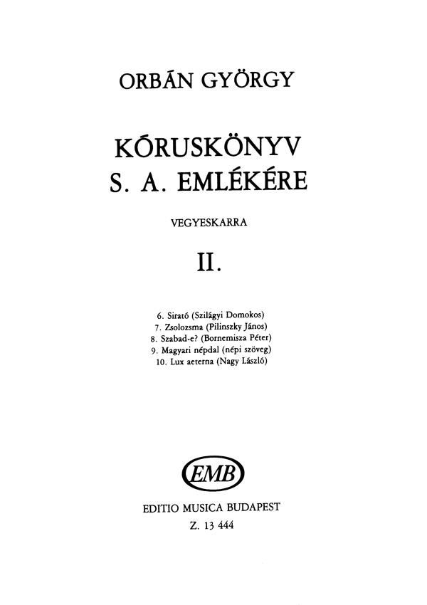 Orbán: Chorus Book in Memory S. A. II.