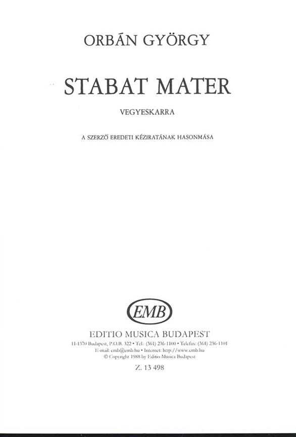 Orbán: Stabat Mater