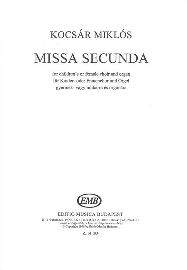 Kocsár: Missa secunda