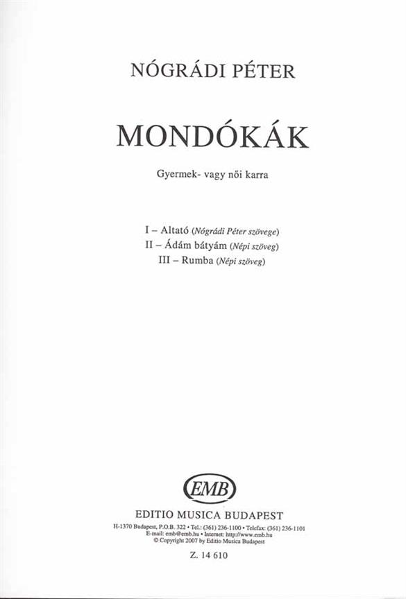 Nógrádi: Mondókák