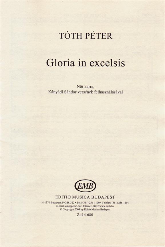 Tóth: Gloria in excelsis, for Female Choir